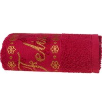 Toalha de Rosto Feliz Natal Bordada Jacquard 45x68cm Vermelho