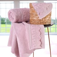 Kit 2 Toalha de Rosto Confort Lace 100% Algodão Extra Macia Rosa Gloss