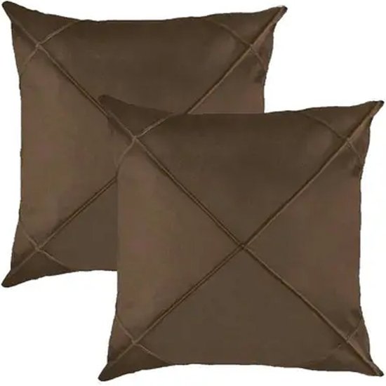 Kit 2 Capa de Almofada Suede Aveludada Drapeada 45x45cm Tabaco