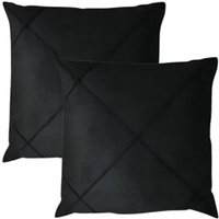 Kit 2 Capa de Almofada Suede Aveludada Drapeada 45x45cm Preto