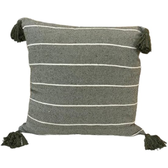 Capa de Almofada Pompom Decorativa 45x45cm Verde Militar