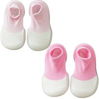 Kit 2 Pantufa Primeiros Passos com Sola TPE Rosa/Rosa Claro - 17/18