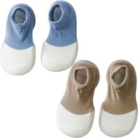 Kit 2 Pantufa Primeiros Passos com Sola TPE Azul/Marrom - 17/18