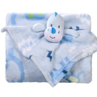 Manta com Naninha Flannel para Bebê com Chocalho 75x100 Dino