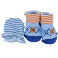 Kit Luva e Meia para Bebê Azul