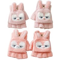Kit 2 Pares Luva sem Dedo Infantil 16cm Coruja Rosa Claro/Coruja Rosa Velho
