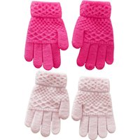 Kit 2 Pares Luva Infantil Quentinha para o Frio 14x6cm Rosa Pink/Rosa Claro