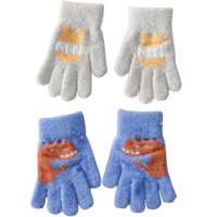 Kit 2 Pares Luva Funny Infantil Super Quentinha 7x16cm Dino Azul Claro/Coelho Cinza