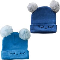 Kit 2 Gorro Funny para Bebê 36cm a 48cm Azul/Azul Marinho