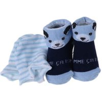 Kit Luva e Meia para Bebê Azul Marinho