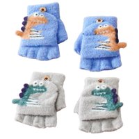 Kit 2 Pares Luva sem Dedo Infantil 16cm Dino Cinza/Dino Azul Claro