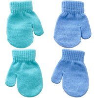 Kit 2 Pares Luva para Bebê 13x10cm Azul/Azul Celeste