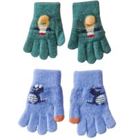 Kit 2 Pares Luva Funny Infantil Super Quentinha 7x16cm Foguete Verde/Dino Azul
