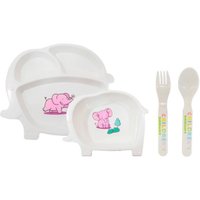 Kit Alimentação Infantil 4 Peças Fibra De Bambu Elefante Rosa
