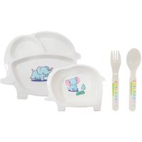 Kit Alimentação Infantil 4 Peças Fibra De Bambu Elefante Azul
