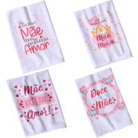 Pano de Copa Sarja Amor de Mãe 220g/m² 100% Algodão 45x75cm Branco