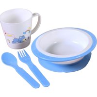 Kit Alimentação 4 Peças com Copo Infantil Fibra de Bambu Azul
