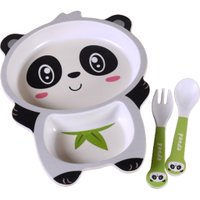 Kit Alimentação Funny 3 Peças Prato Garfo e Colher Panda