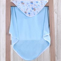 Toalha Capuz Bebê 70x70 Toque Aveludado Super Macia Ursinho Azul