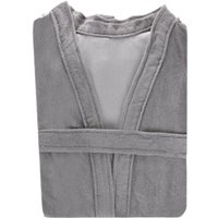 Roupão de Malha Felpudo Atoalhado Cinza - M