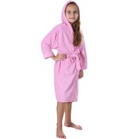 Roupão Liso Infantil Malha Felpudo com Bolsos e Capuz Rosa - P