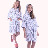 Roupão Infantil Malha Felpudo com Bolsos e Capuz Panda - P