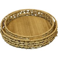 Kit 2 Bandejas Decorativas em Palha 35x35x6cm e 30x30x6cm Palha