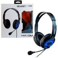Headset Hayom, P2, Driver 40mm, Cancelador de Ruído, Preto e Azul - HF2208