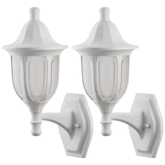 2 Arandelas Externas Modenas Brancas de Parede Clássicas 38cm Casas Jardim Dital