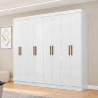 Guarda-Roupa Casal Holanda 8 Portas 4 Gavetas Branco - Maxel