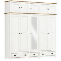 Guarda Roupa 10P 3G Espelho Madeira Maciça 220 cm 9139 Branco Freijo Milani Store