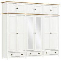 Guarda Roupa 12P 3G Espelho Madeira Maciça 261 cm 9134 Branco Freijo Milani Store
