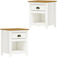Kit 02 Mesas De Cabeceira Madeira Maciça 46 cm 9100 Branco Freijo Milani Store