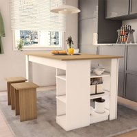 Mesa de Jantar 4 Lugares Harmonia Nogal/Branco - Panorama Móveis