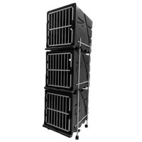 Canil 3 Módulos Minag Preto com Portas de Alumínio