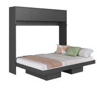Cama Casal Articulável Horizontal com portas 140 Hanover Grafite
