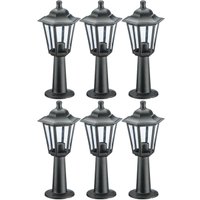 6 Balizadores Luminárias de Chão Muro 44x18cm Preto Colonial Termoplástico Grega Dital