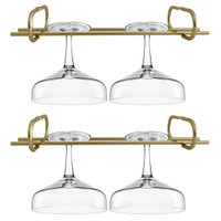 Kit 2 Suportes Porta Taças Dourado Reto 25cm Organizador Suspenso MS Aramados