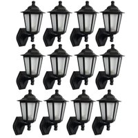 Kit 12 Arandelas Externas Gregas Retrô Luminárias Pretas de Parede Dital Jardim Muro