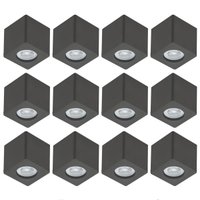 Conjunto 12 Spots de Sobrepor Zoom Luminária de Teto Preto Bivolt Dital Sala Cozinha Escritório