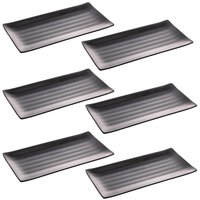 Kit 6 Pratos Sushi Travessa Melamina Preta 30x15cm Lyor Tóquio Comida Japonesa