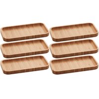 Kit 6 Petisqueiras Bandeja Bambu 20x10cm Lyor Hire Prato Salgados Petiscos