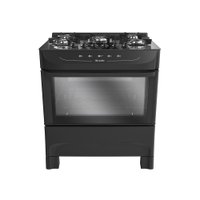 Fogão De Piso Mueller 5 Bocas Mesa De Vidro Preto MFV5BB - Bivolt