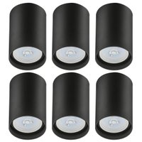 Kit 6 Spots de Sobrepor Zoom Pretos Luminária de Teto Redonda 8x12,5cm Bivolt 1 Lâmpada PAR20