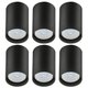 Kit 6 Spots de Sobrepor Zoom Pretos Luminária de Teto Redonda 8x12,5cm Bivolt 1 Lâmpada PAR20