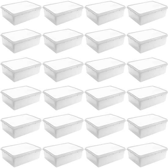 Kit de 24 Caixas Herméticas 6,5L Restaurante Açougue Cestos Tampa Alimentos Brancos