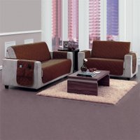 Kit Protetor de Sofá 2 e 3 Lugares Matelado com Bolso Organizador Tabaco