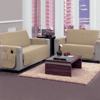 Kit Protetor de Sofá 2 e 3 Lugares Matelado com Bolso Organizador Caqui