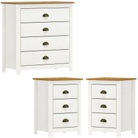 Comoda 4 Gv 02 Mesas de Cabeceira 3 Gv Madeira Maciça Branco Freijo Milani Store
