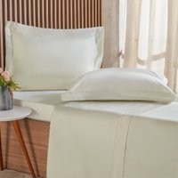 Jogo de Cama King 4 Pçs Ricamo 300 Fios 100% Algodão 193x203x40cm Salvia